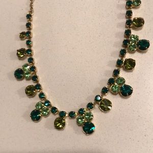 Emerald green and pale green rhinestone choker